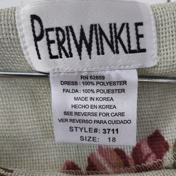 Vintage Periwinkle Mint Green Burgundy Floral Knee Midi Dress Plus Size 18 - Picture 7 of 7